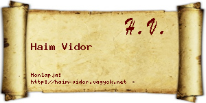 Haim Vidor névjegykártya